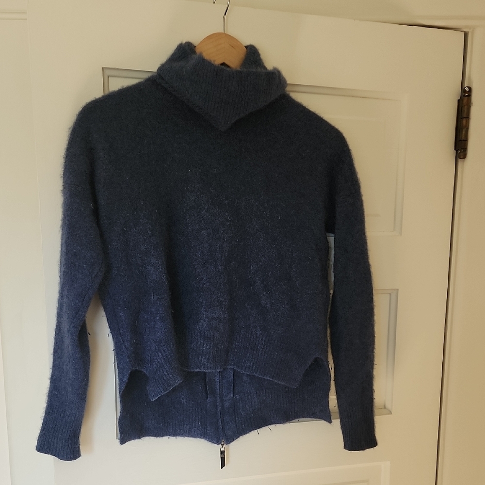 Alashan Cashmere Back Zip Turtle Neck Indigo Size M